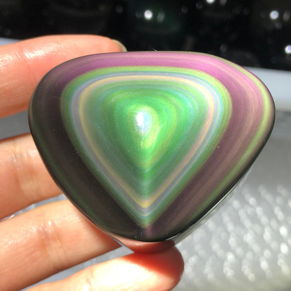 Rainbow Obsidian Cats Eye Heart-ToShay.org