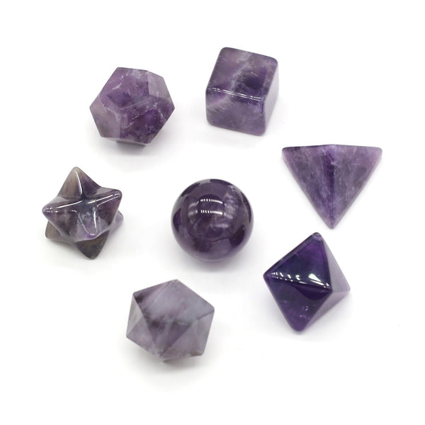 Purple Amethysts Platonic Solids-ToShay.org