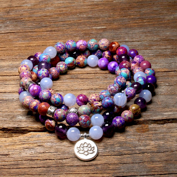Purple Agate Mala Beads-ToShay.org