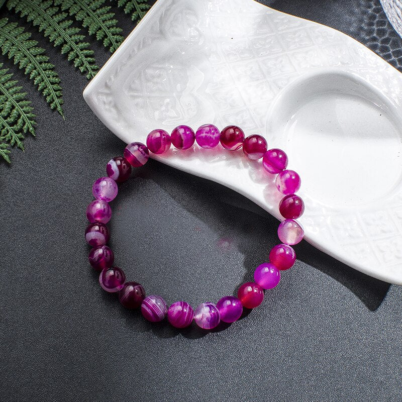 Rose Red Striped Agate Mala-ToShay.org