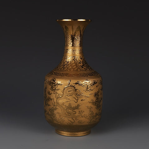 Ming Xuande Gold Dragon Vase-ToShay.org