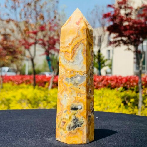 Yellow Crazy Agate Tower-ToShay.org