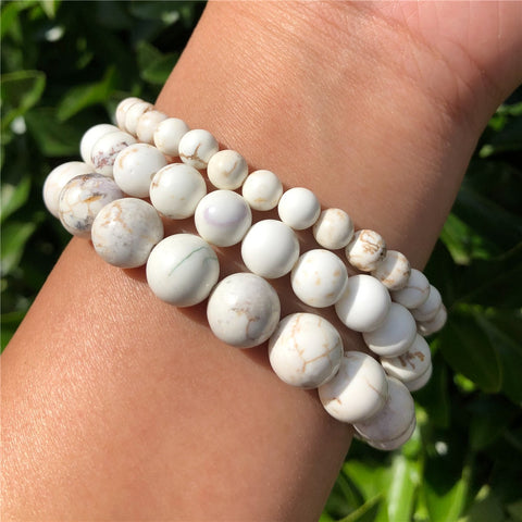 White Howlite Bead Bracelet-ToShay.org