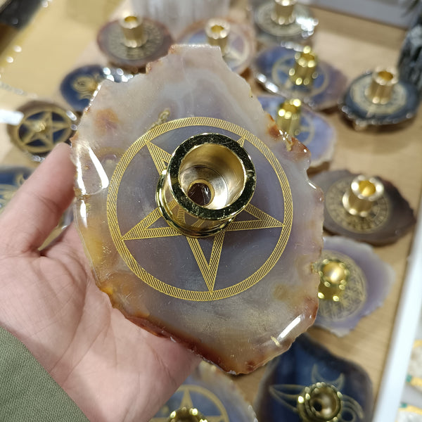 Grey Agate Star Candle Holder-ToShay.org