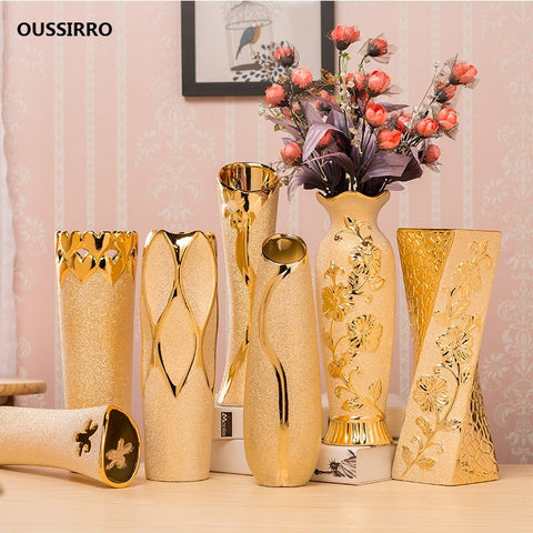 Gold Flower Vase-ToShay.org