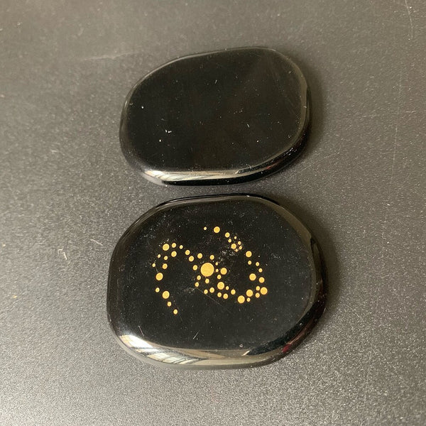 Black Obsidian Galaxy Palm Stones-ToShay.org