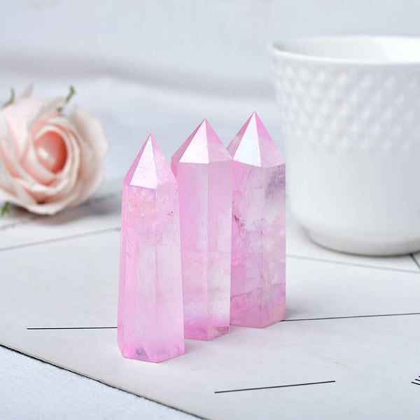 Pink Aura Rose Quartz Crystal Point-ToShay.org