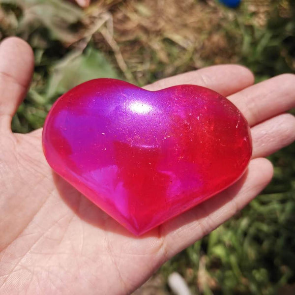 Red Aura Selenite Crystal Heart-ToShay.org