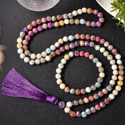 Purple Emperor Jasper Mala Beads-ToShay.org