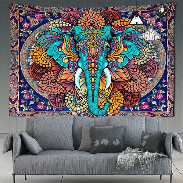 Indian Elephant Mandala Tapestry-ToShay.org