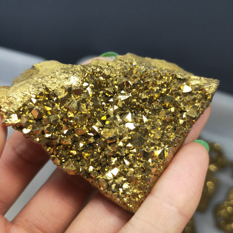 Gold Titanium Geode Crystal Cluster-ToShay.org