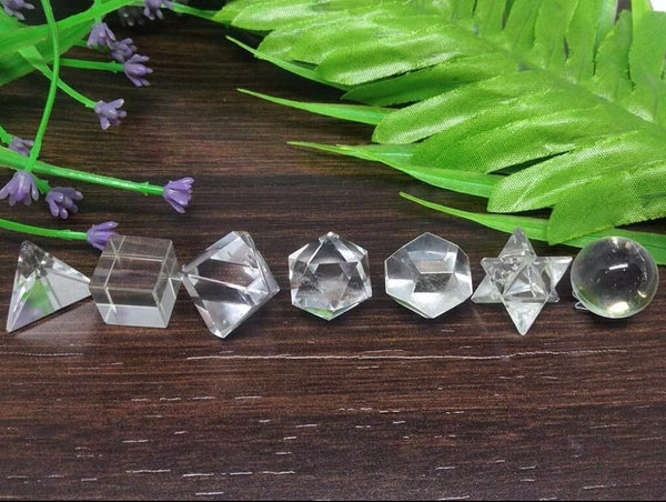 Clear Crystal Platonic Solids-ToShay.org