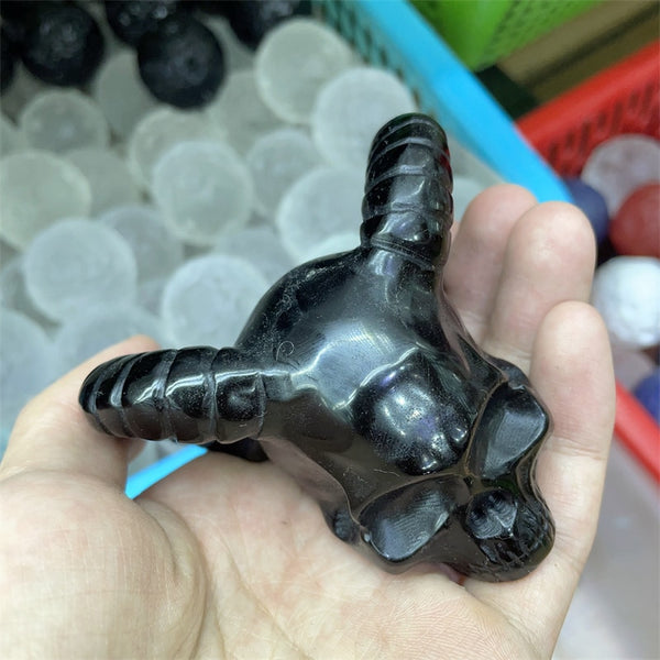Black Obsidian Horn Skull-ToShay.org