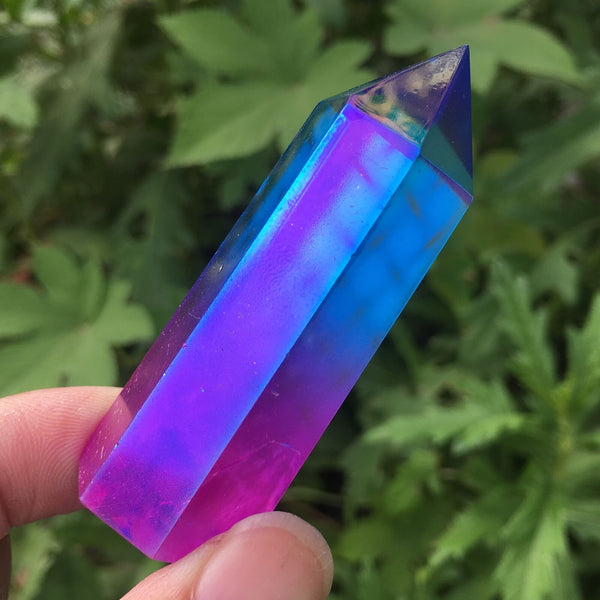 Blue Pink Aura Quartz Crystal Wand-ToShay.org