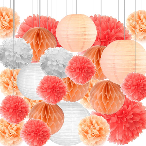 Peach Coral Paper Lanterns-ToShay.org