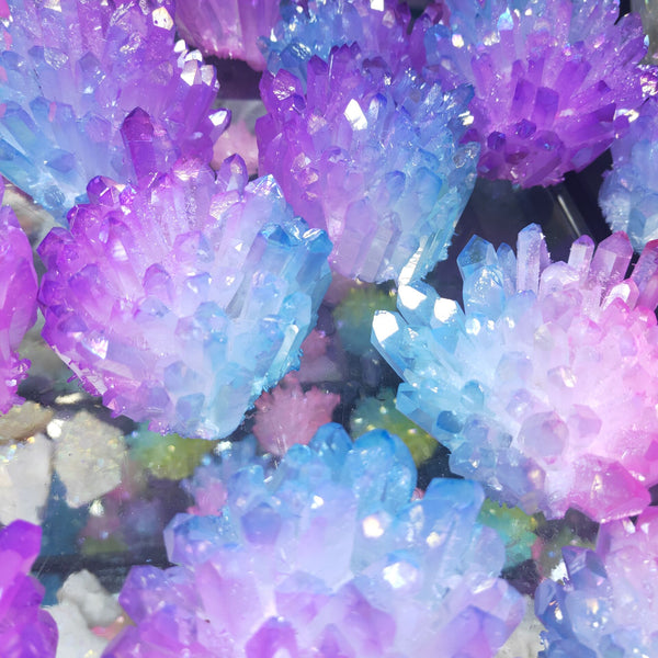 Purple Blue Aura Crystal Cluster-ToShay.org