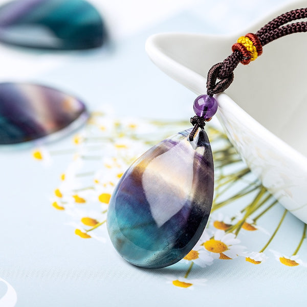 Purple Fluorite Water Drop Pendant-ToShay.org