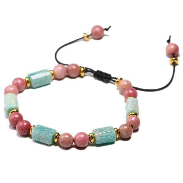 Pink Rhodochrosite Bead Bracelet-ToShay.org
