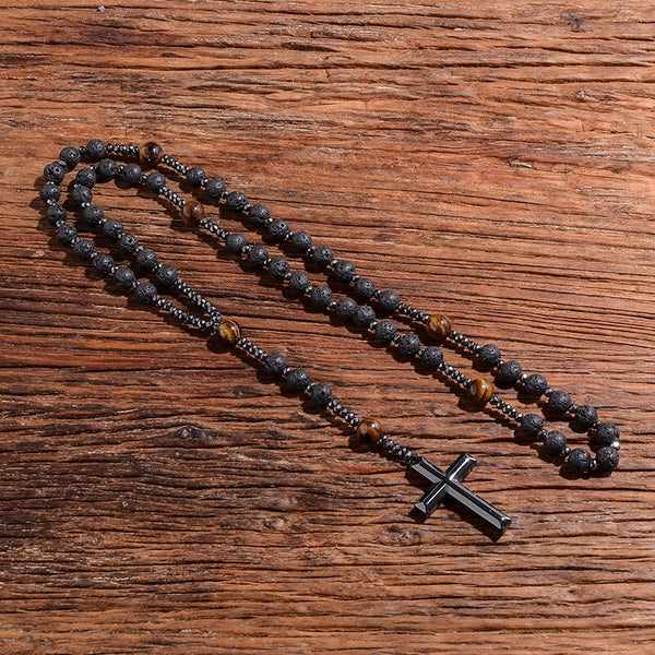 Black Lava Stone Rosary-ToShay.org