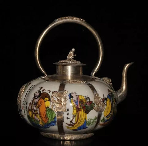 Eight Immortals Porcelain Teapot-ToShay.org