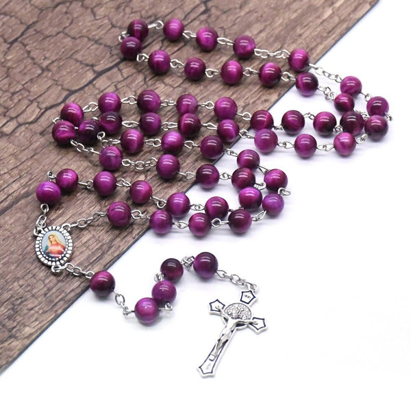 Plum Red Tiger Eye Rosary-ToShay.org