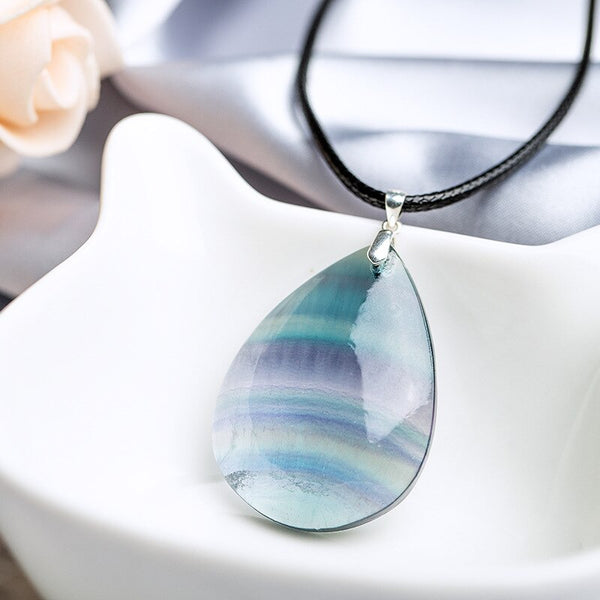 Purple Fluorite Water Drop Pendant-ToShay.org