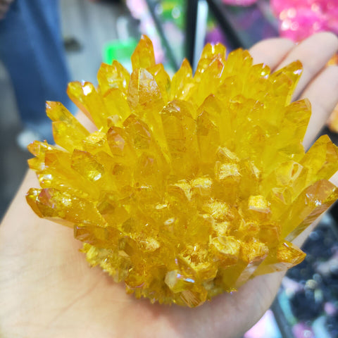 Yellow Aura Quartz Crystal Cluster-ToShay.org