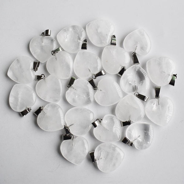 White Crystal Heart Pendants-ToShay.org