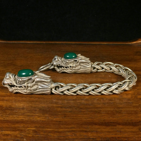 Silver Dragon Amulet Bracelet-ToShay.org