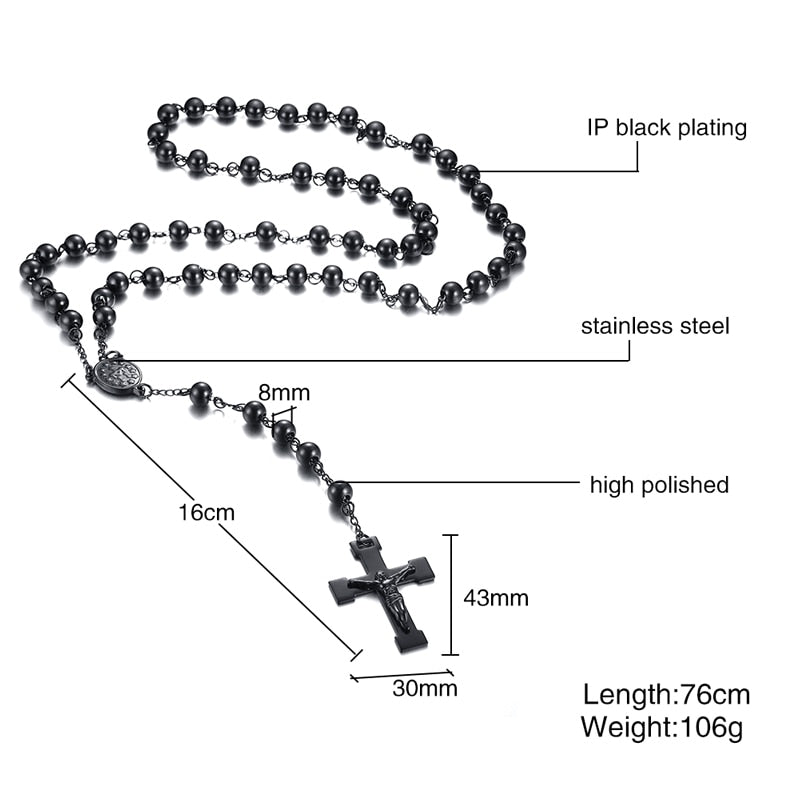 Black Steel Rosary Beads-ToShay.org