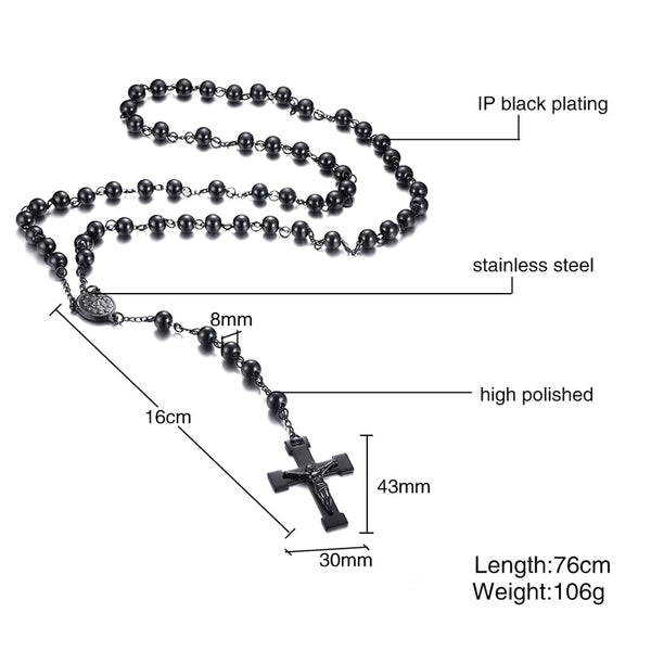 Black Steel Rosary Beads-ToShay.org