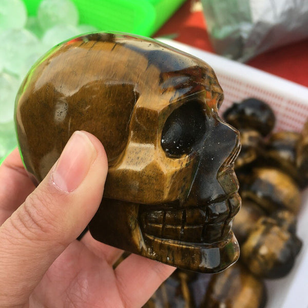 Yellow Tiger Eye Stone Skull-ToShay.org