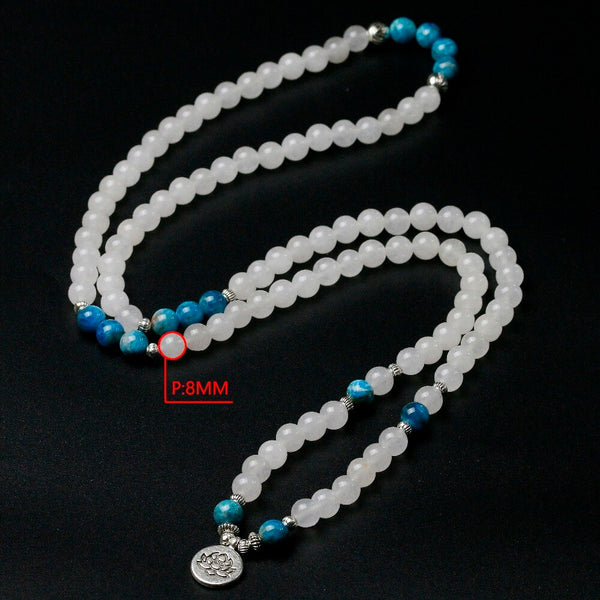 White Chalcedony Mala Beads-ToShay.org