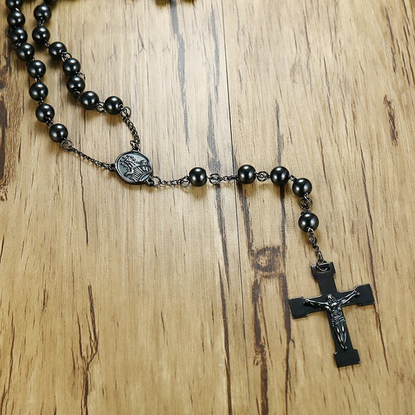 Black Steel Rosary Beads-ToShay.org