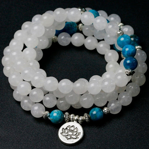 White Chalcedony Mala Beads-ToShay.org