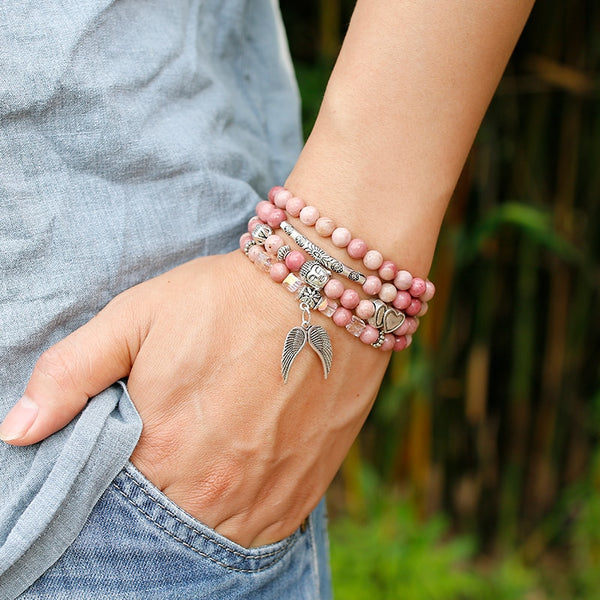 Pink Rhodochrosite Mala Beads-ToShay.org