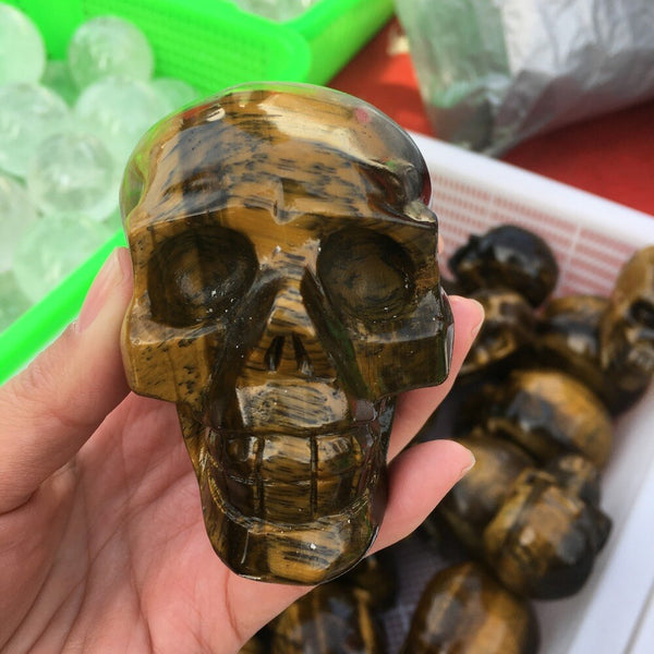 Yellow Tiger Eye Stone Skull-ToShay.org