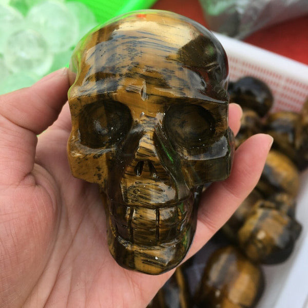 Yellow Tiger Eye Stone Skull-ToShay.org