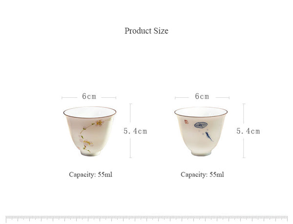 White Painted Porcelain Tea Cups-ToShay.org