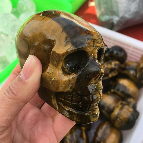 Yellow Tiger Eye Stone Skull-ToShay.org