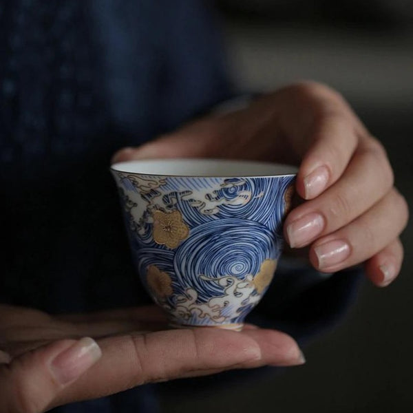 Blue White Ceramic Tea Cups-ToShay.org