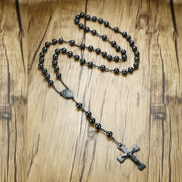 Black Steel Rosary Beads-ToShay.org