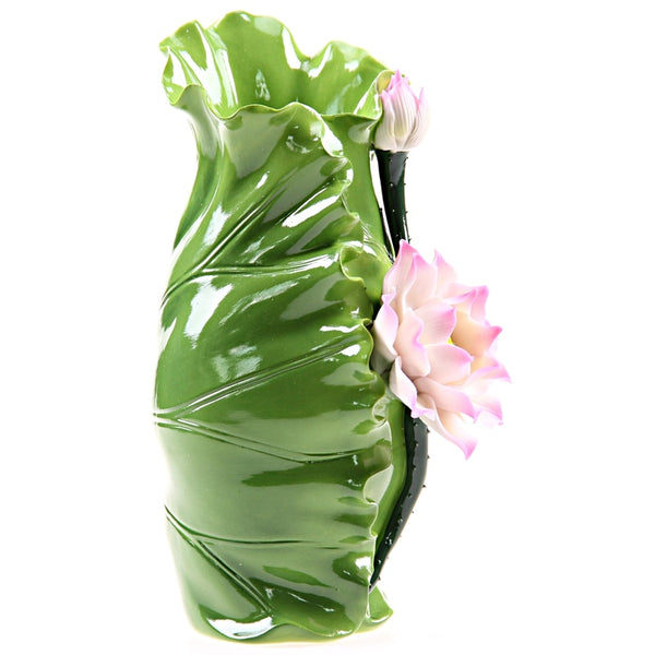 Lotus Flower and Leaf Vase-ToShay.org