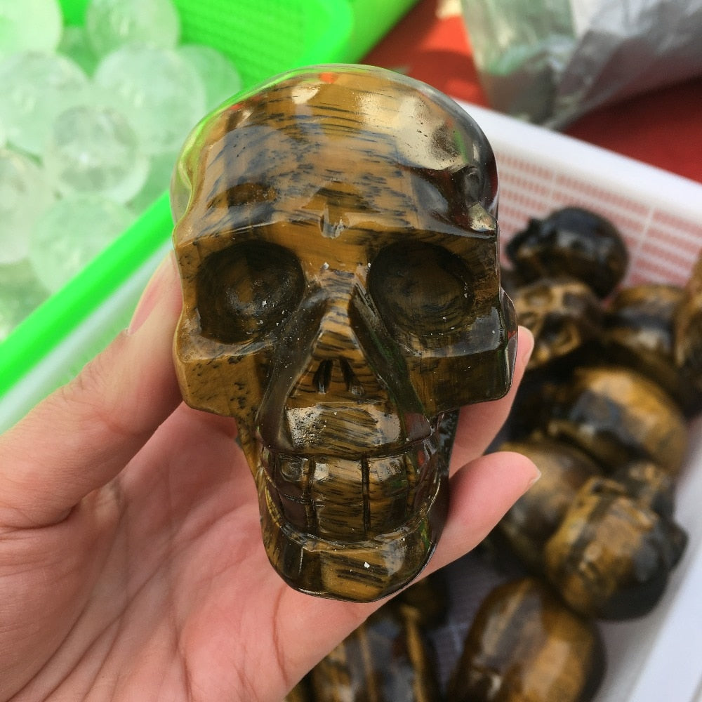 Yellow Tiger Eye Stone Skull-ToShay.org
