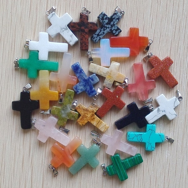 Mixed Crystal Cross Pendants-ToShay.org