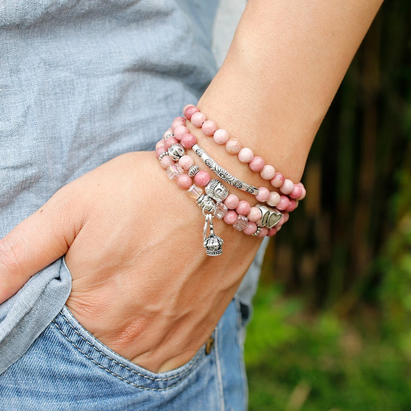 Pink Rhodochrosite Mala Beads-ToShay.org