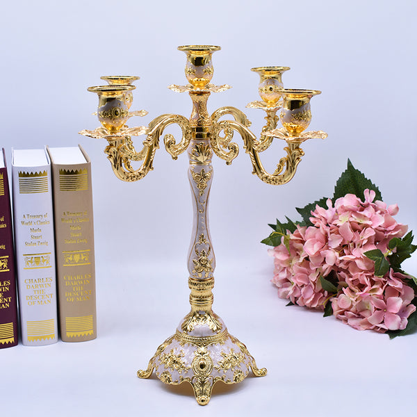 Gold Embossed Painted Candelabra-ToShay.org