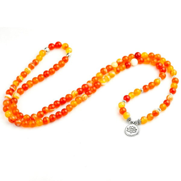 Orange Stripe Onyx Mala Beads-ToShay.org