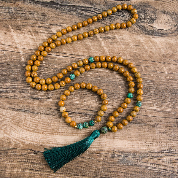 Yellow Wood Jasper Mala Beads-ToShay.org