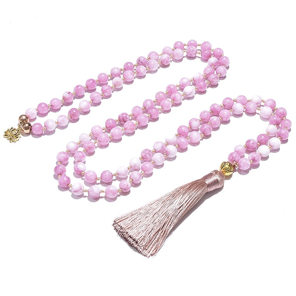 Pink Kunzite Japamala Necklace-ToShay.org